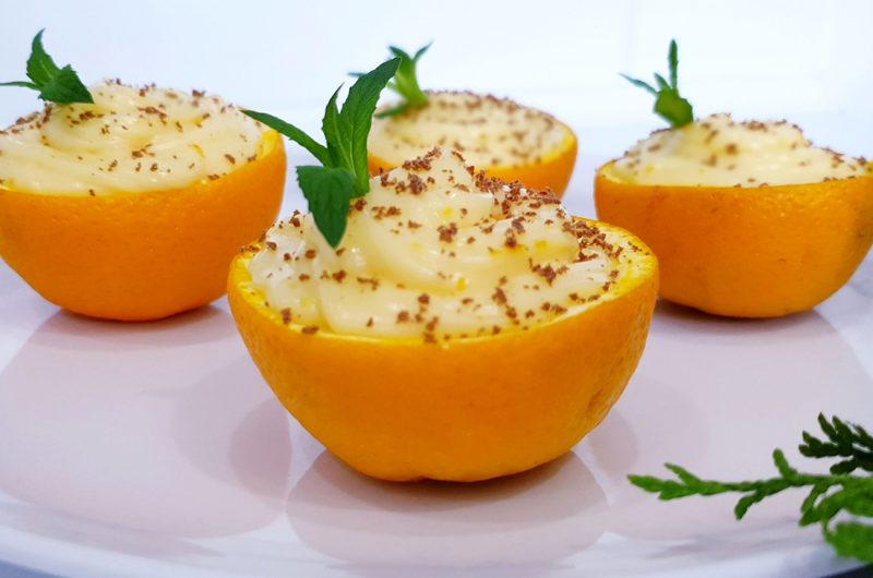 Portocale umplute cu crema de vanilie