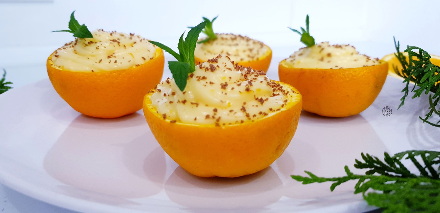 Portocale umplute cu crema de vanilie