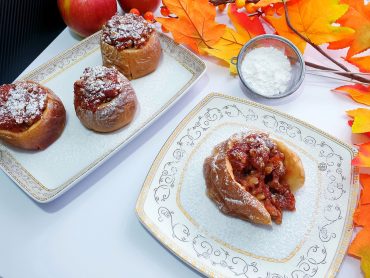 Mere coapte cu nuci si gem de gutui