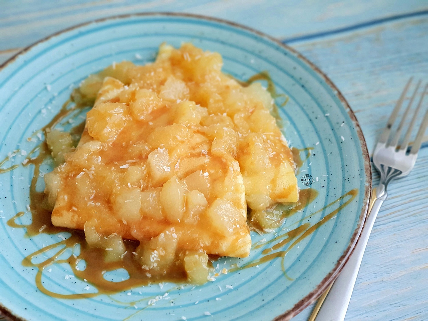 Crepes cu pepene galben caramelizat