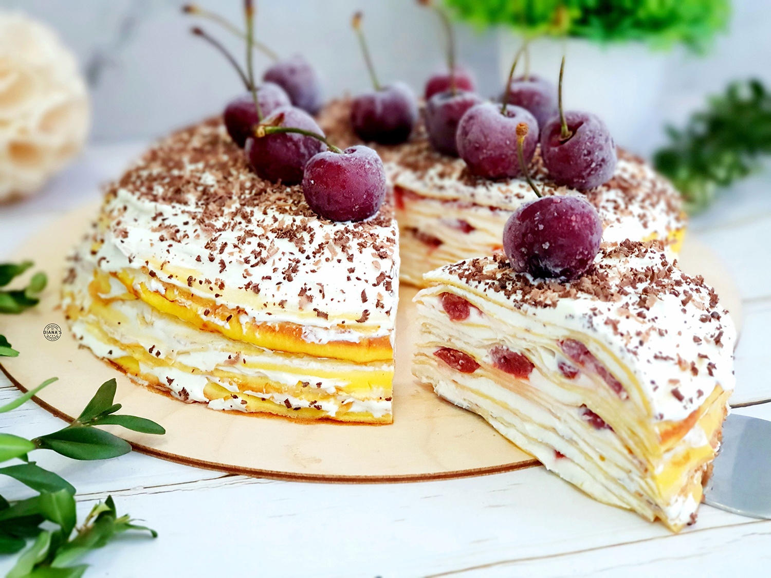 Tort de clatite cu visine Tort de clatite cu visine 3